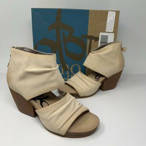 OTBT Womens Patchouli Ivory Open Toe Leather Stacked Sandals Heels Shoes 7 New